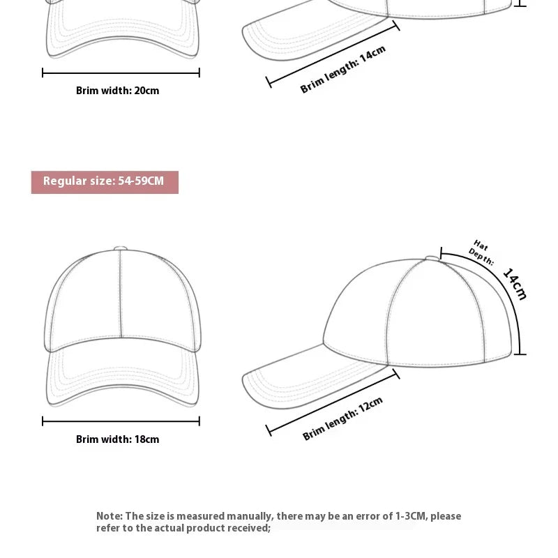 Plus Size Fashion Baseball Cap Deep Wide Brim Large Round Face Slimming Duckbill Hat Breathable Comfortable Chinese Bran