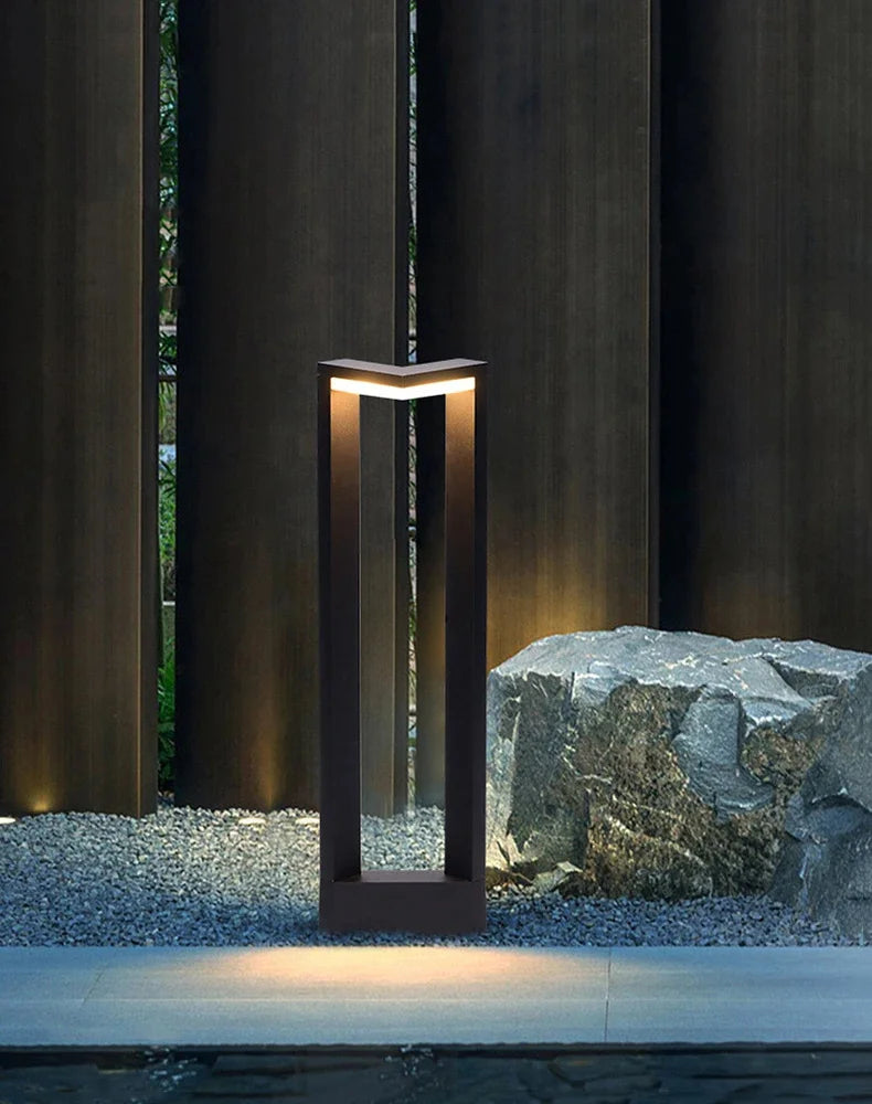 LED 12W Outdoor Landscape Path Lights Black IP65 Waterproof Lawn Post Light Fixture for Lawn Patio Courtyard Driveway Decoration