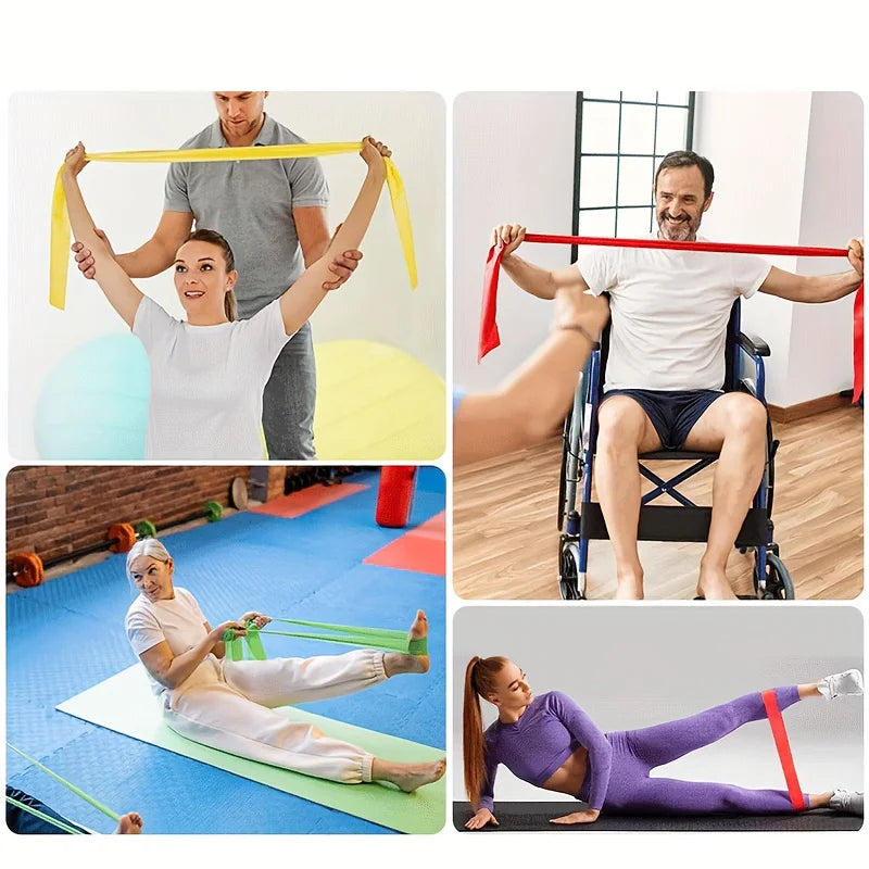 1/2/3/4/6pc Yoga Resistance Bands TPE Elastic Stretch Bands for Physical Therapy FitnessYoga Pilates Rehabilitation Stren