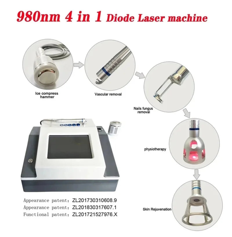 980Nm Laser Diode Vascular Spider Varicose Vein Removal Machine Treatment Fungi Physiotherapy