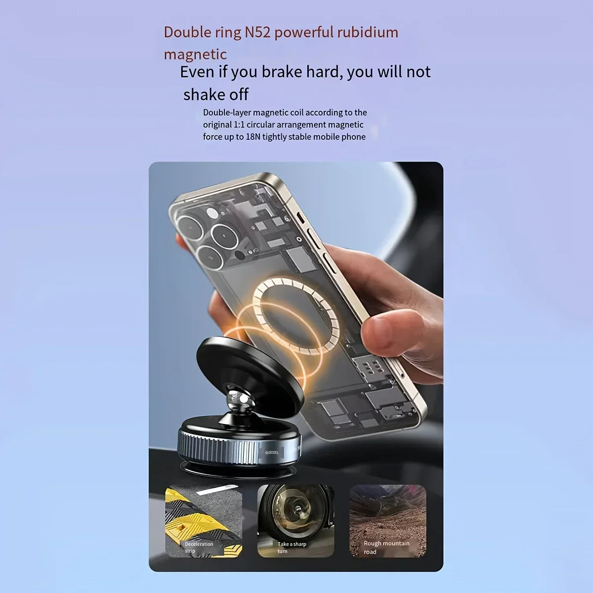 utton Exhaust Vacuum Magnetic car Phone Holder - Portable, Easy to Use Strong Suction Foldable & Stretchable Dual-Sided Adhesion