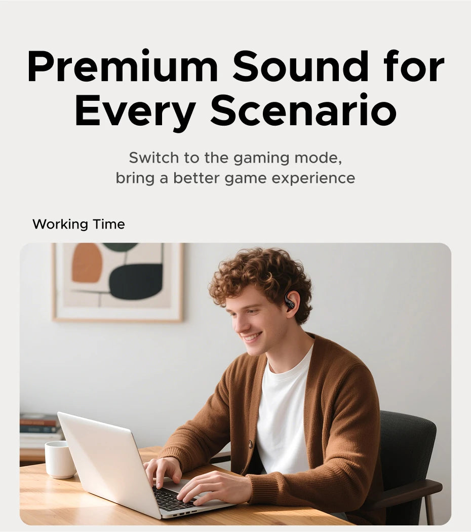 UGREEN FitBuds Open-Ear Headphones Earphones, Ear-hook TWS True-Wireless Bluetooth 6.0 Wireless Earbuds, Spatial Audio, 30H play