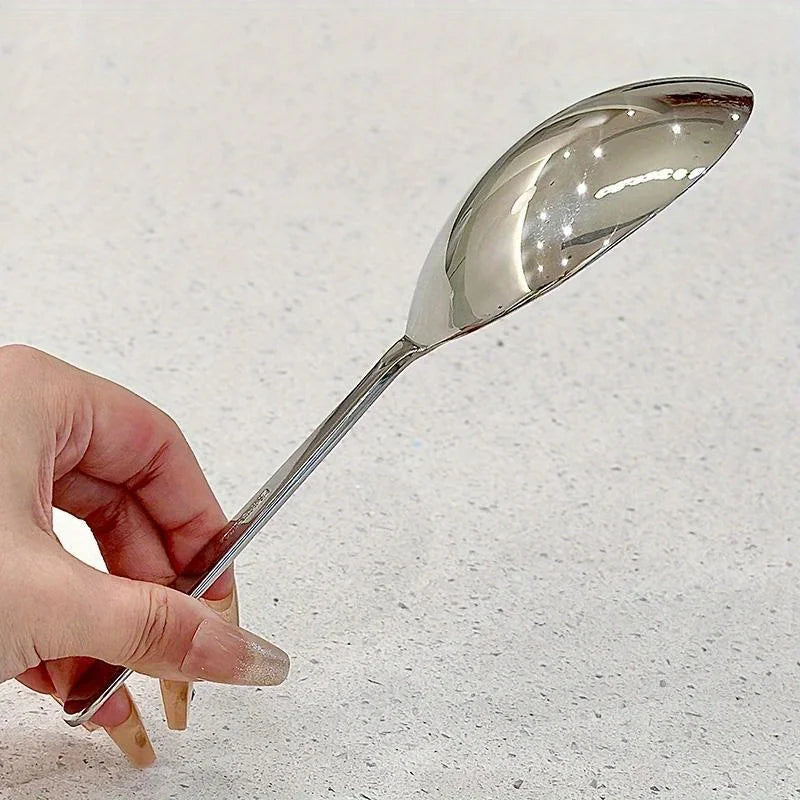 Heavy-Duty Home Kitchen Ladle - Stainless Steel Serving Spoon with Drain Hole,Heat-Resistant Handle -Multipurpose Scoop