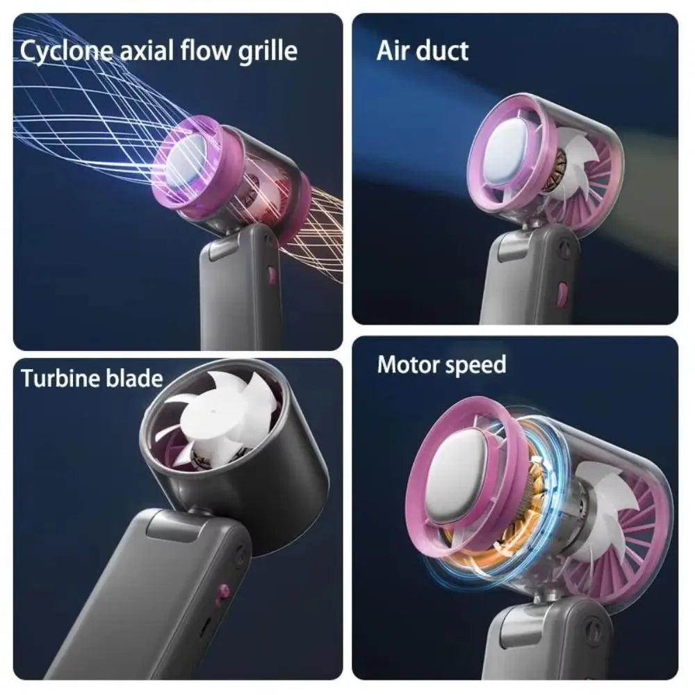 Travel Portable Small USB Charging Fan LED Digital Display Stand Turbo Fan Convenient Compact Mini Hand Fan Lash Supplies