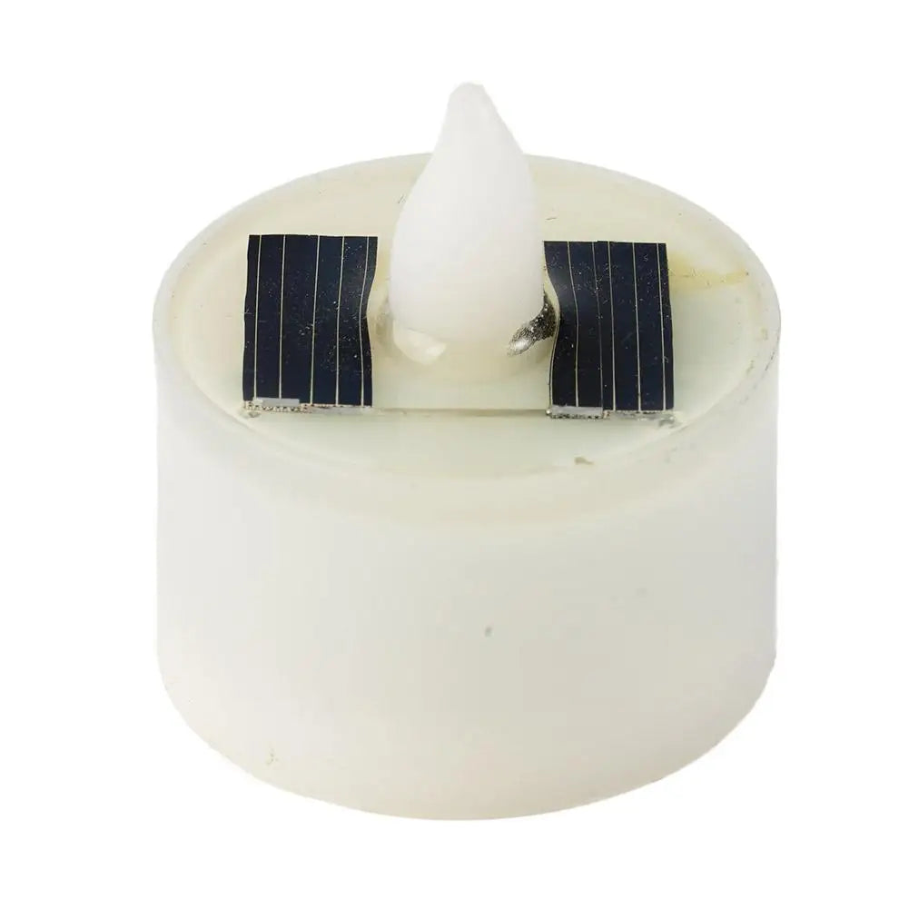 Solar Candle Tea Lamp Smokeless Simulation LED Electronic Wax Lamp Christmas Halloween Candle Outdoor Tea R5P0