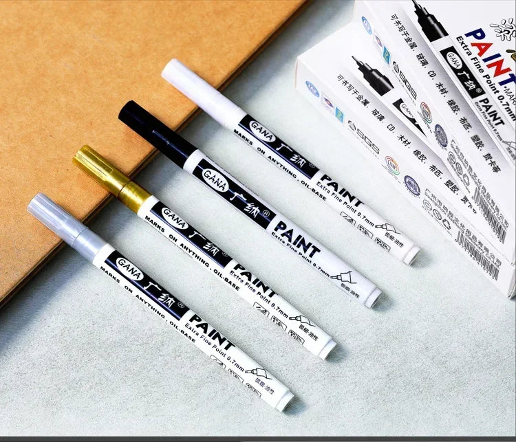 4pcs Oil Based White Black Permanent Paint Markers Pens 0.7mm Extra Fine Waterproof, for Rock Painting, Wood, Metal, Canvas