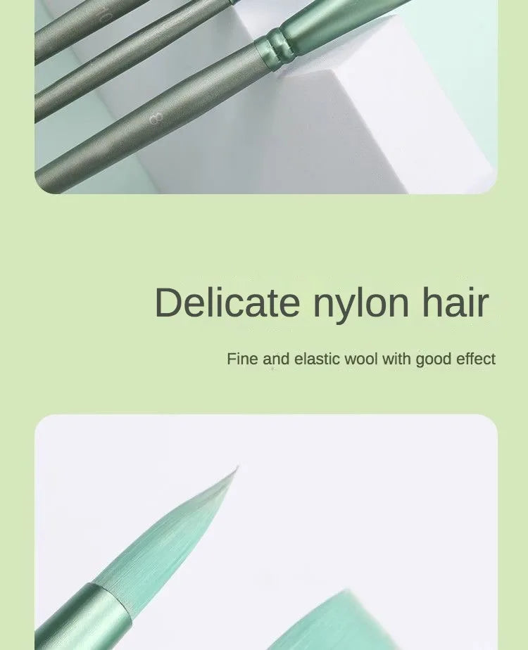 Watercolor Brush Set Pointed Round Flat Head Soft Hair Beginner's Art Student Hand Drawn Watercolor Nylon Painting Material