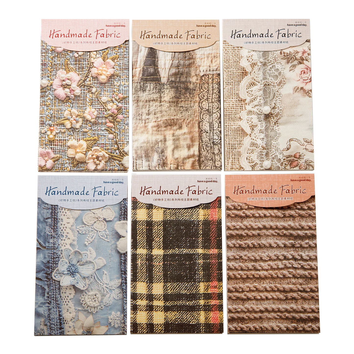 JIANWU Handmade Fabric Series Vintage Lace Flower Landscape Collage Scrapbook Material Paper Creative Junk Journal Stationery