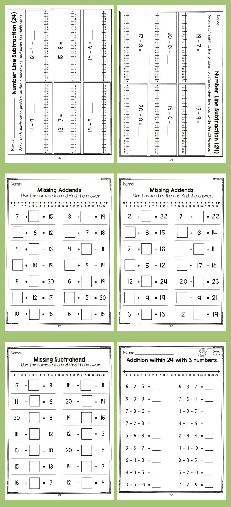32-Page Interactive Math Learning Workbook with Addition & Subtraction Worksheets, Crossword Puzzles, Colorful Math Activities