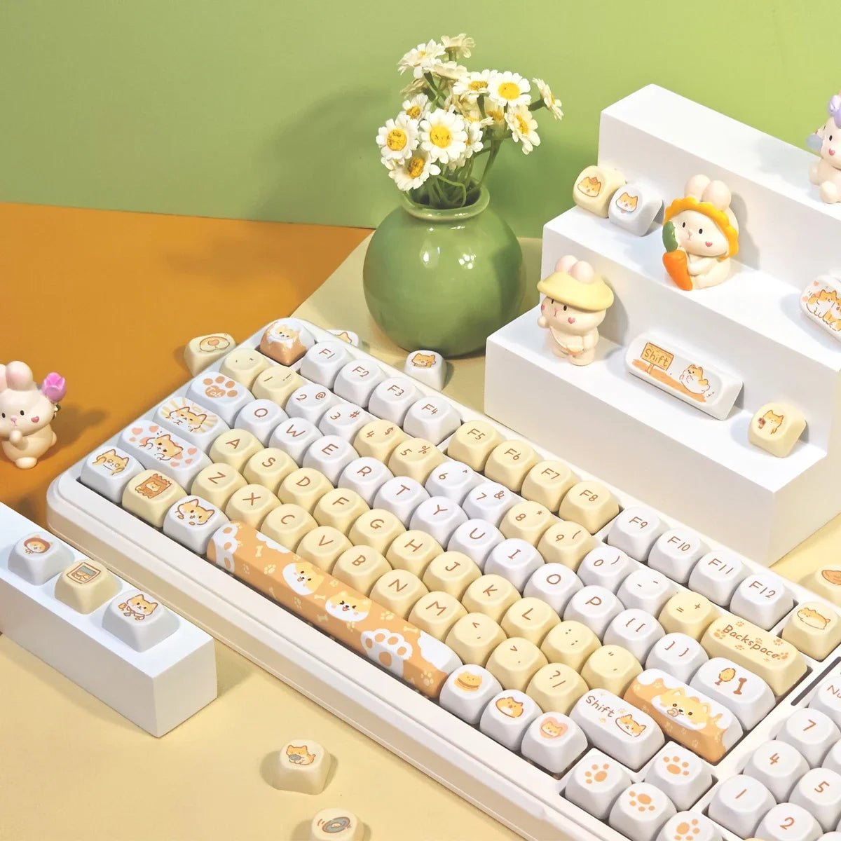 95 Keys artoon Cute Puppy Cat Kitty Keycaps GMK PBT Keycap MOA Profile Dye Sublimation For  DIY Mechanical Keyboard Girls Gift