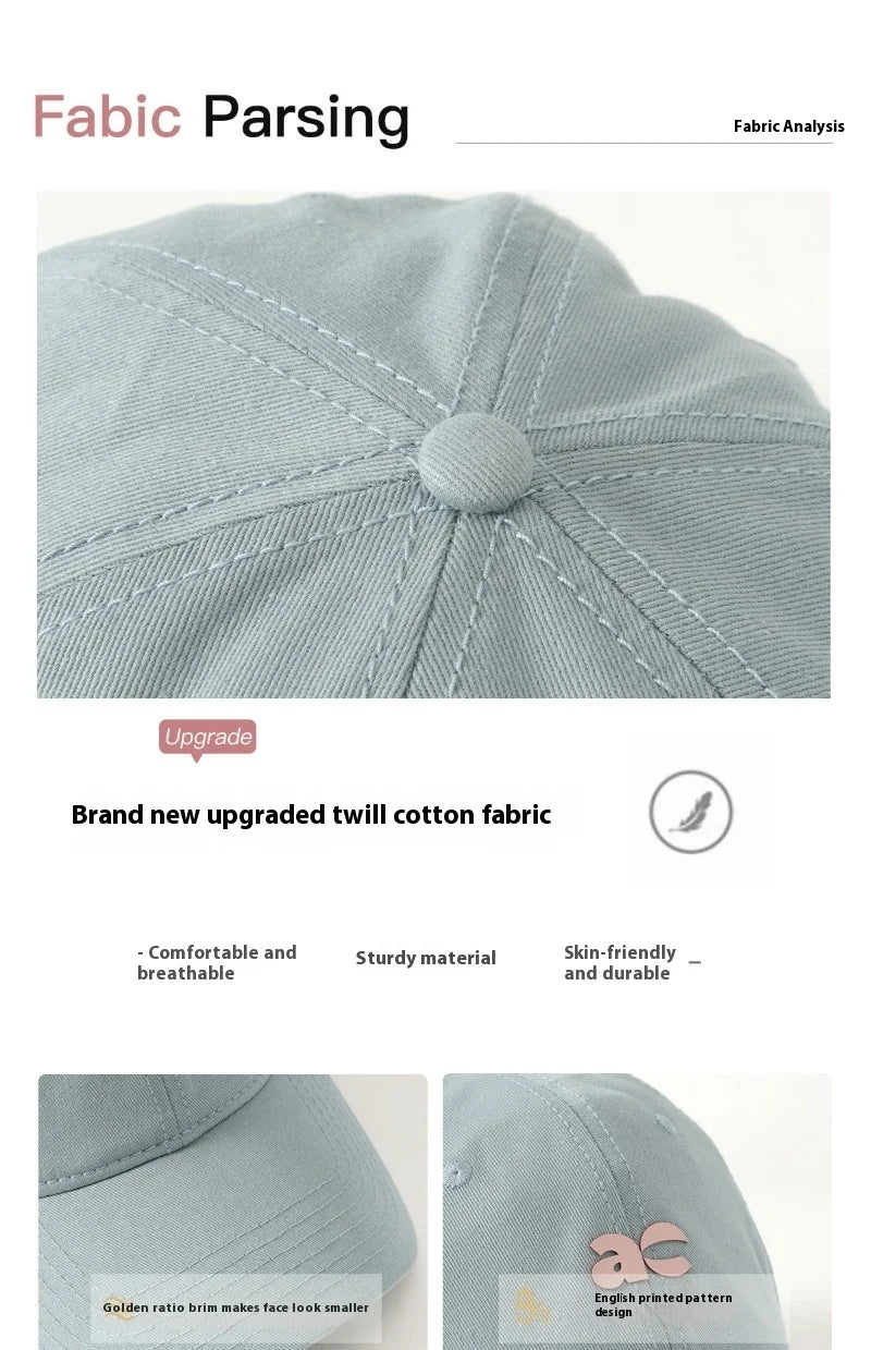 Plus Size Fashion Baseball Cap Deep Wide Brim Large Round Face Slimming Duckbill Hat Breathable Comfortable Chinese Bran