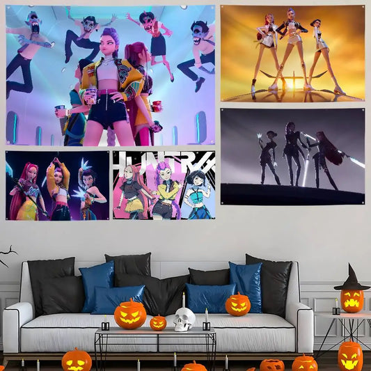 KPop Demon Hunters Flag Custom Flags Wall Hanging Tapestry Outdoor Decorative flag Background Blanket