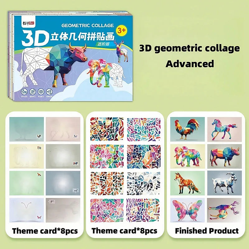 3D Animal Jigsaw Puzzle Stickers DIY Handmade Creative Collage Art Set With Self-Adhesive Paper Back To School Gifts Educational