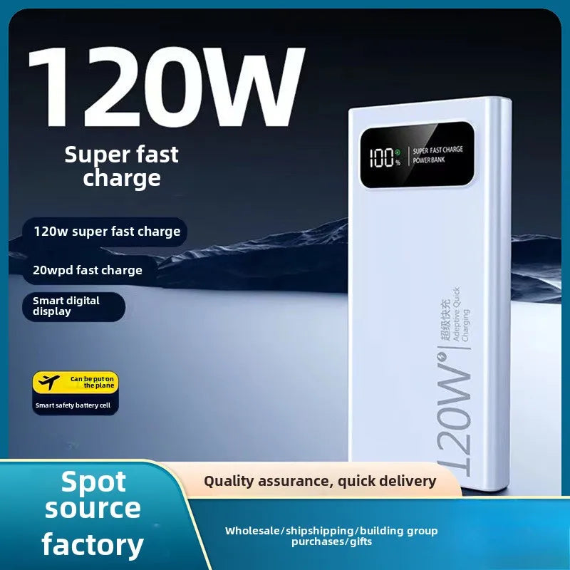 BCAK New 120W Super Fast Charging Power Bank | 20000mAh Large Capacity Portable Mobile Power Supply
