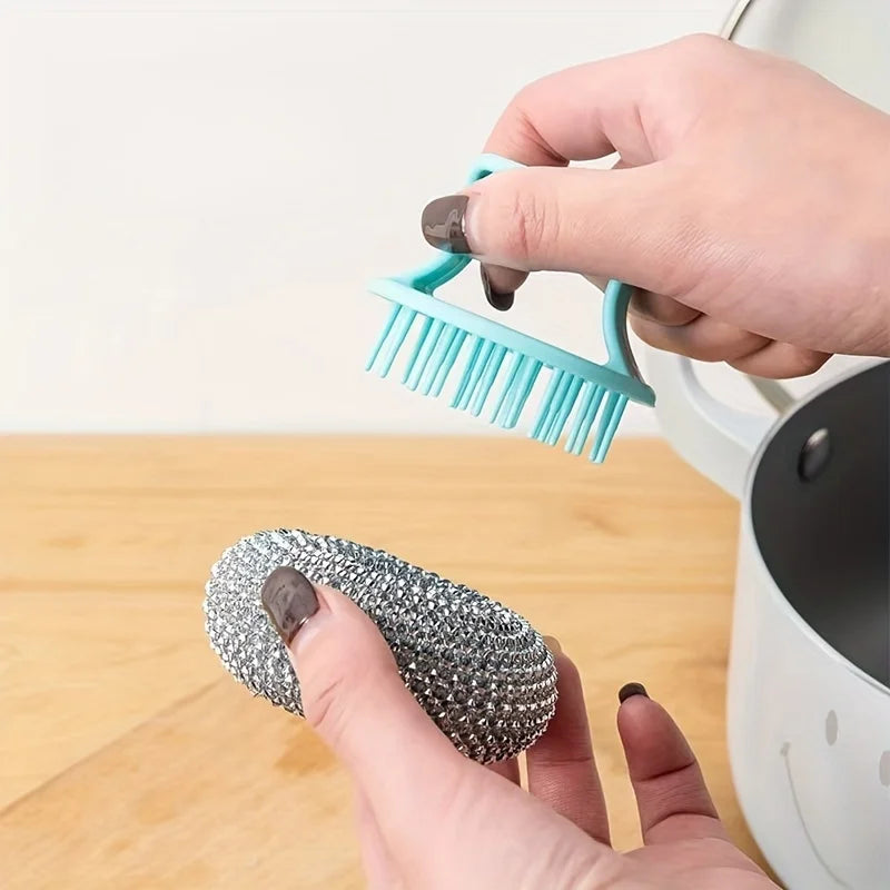 10 Pcs Nano Cleaning Sponge with Removable Handle,Includes Long and Short Handles Scratch Free Dishwasher,For Pots and Plates ﻿