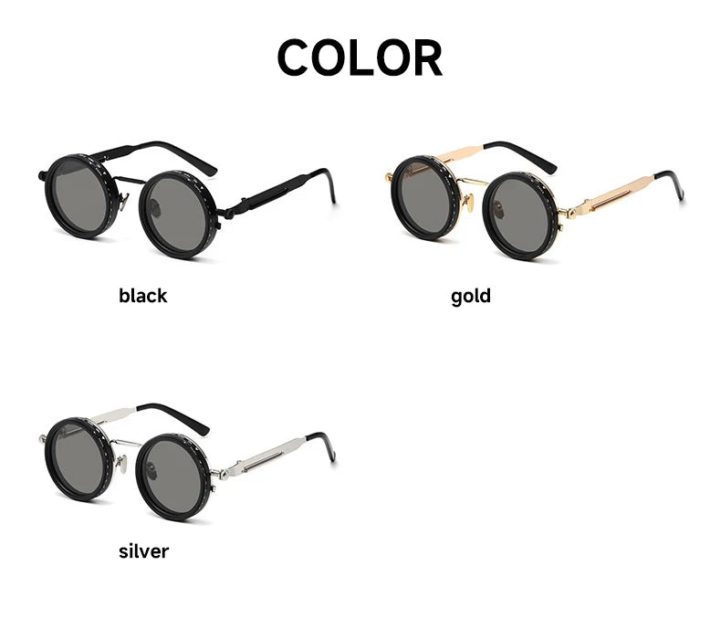 ND Dimming Glasses Polarized Sunglasses Men Women Round Retro Punk Driving Eyeglasses Outdoor Shades UV400 Adjustable Eyewear
