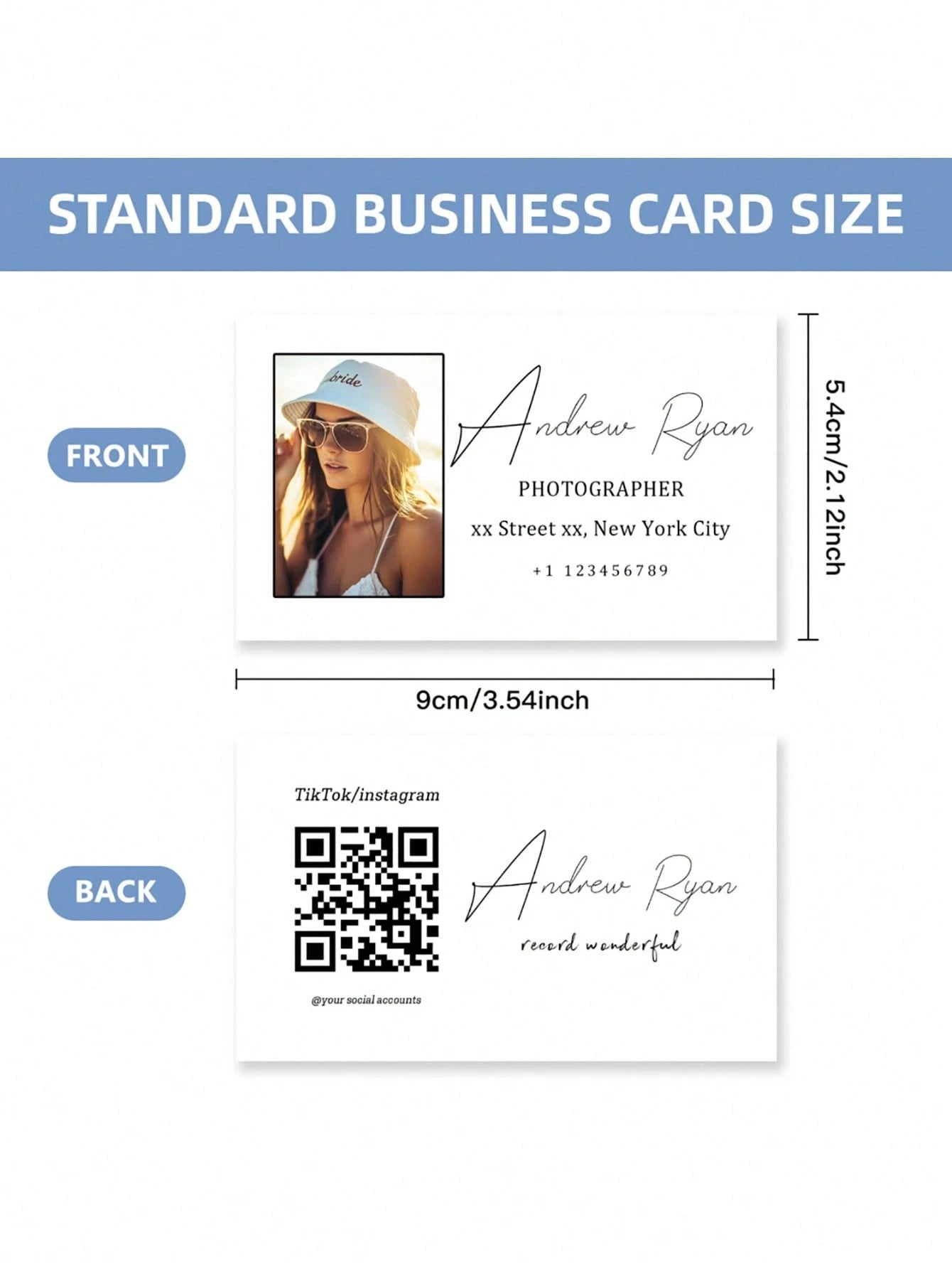Custom Business Cards Logo Social Media Info Modern Vintage Cute Back To School Office Workers Clients