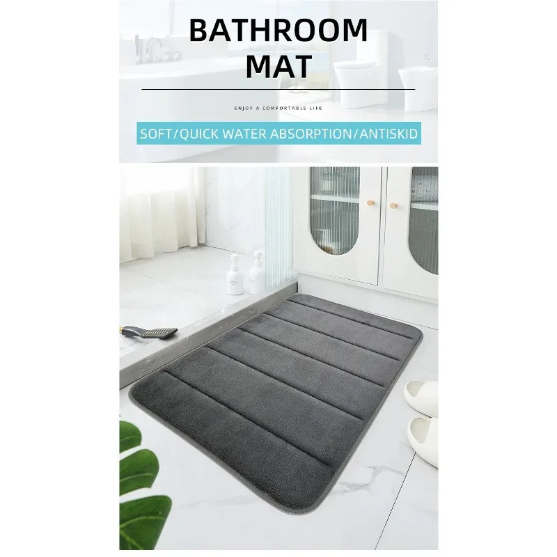 Coral Velvet Bathroom Mat Anti-Skid Quick Dry Machine Washable Soft Comfortable Toilet Floor Mat Easy to Use