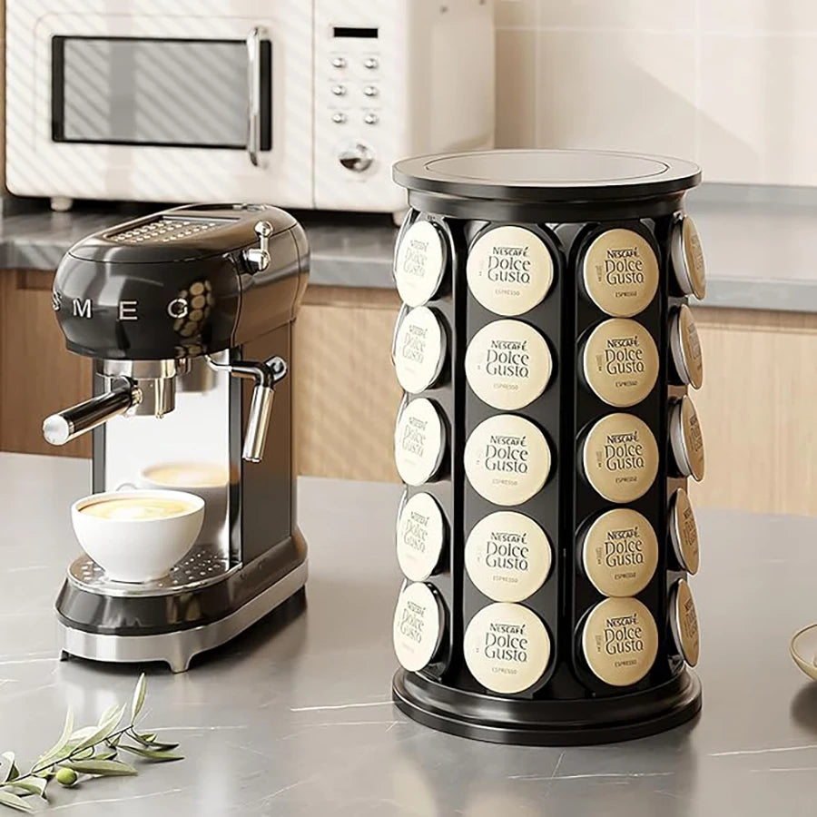 K Cups Pods Carousel Holder 360° Rotating K Cup Storage Organizer Stand Compatible with 40 Keurig Kcup Pods Coffee Pod Storage