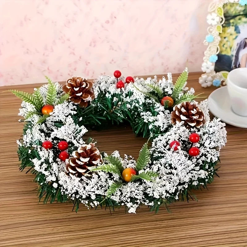 Classic Christmas wreath, holiday wreath, handmade Christmas tree decoration, simulated mushroom red fruit wreath