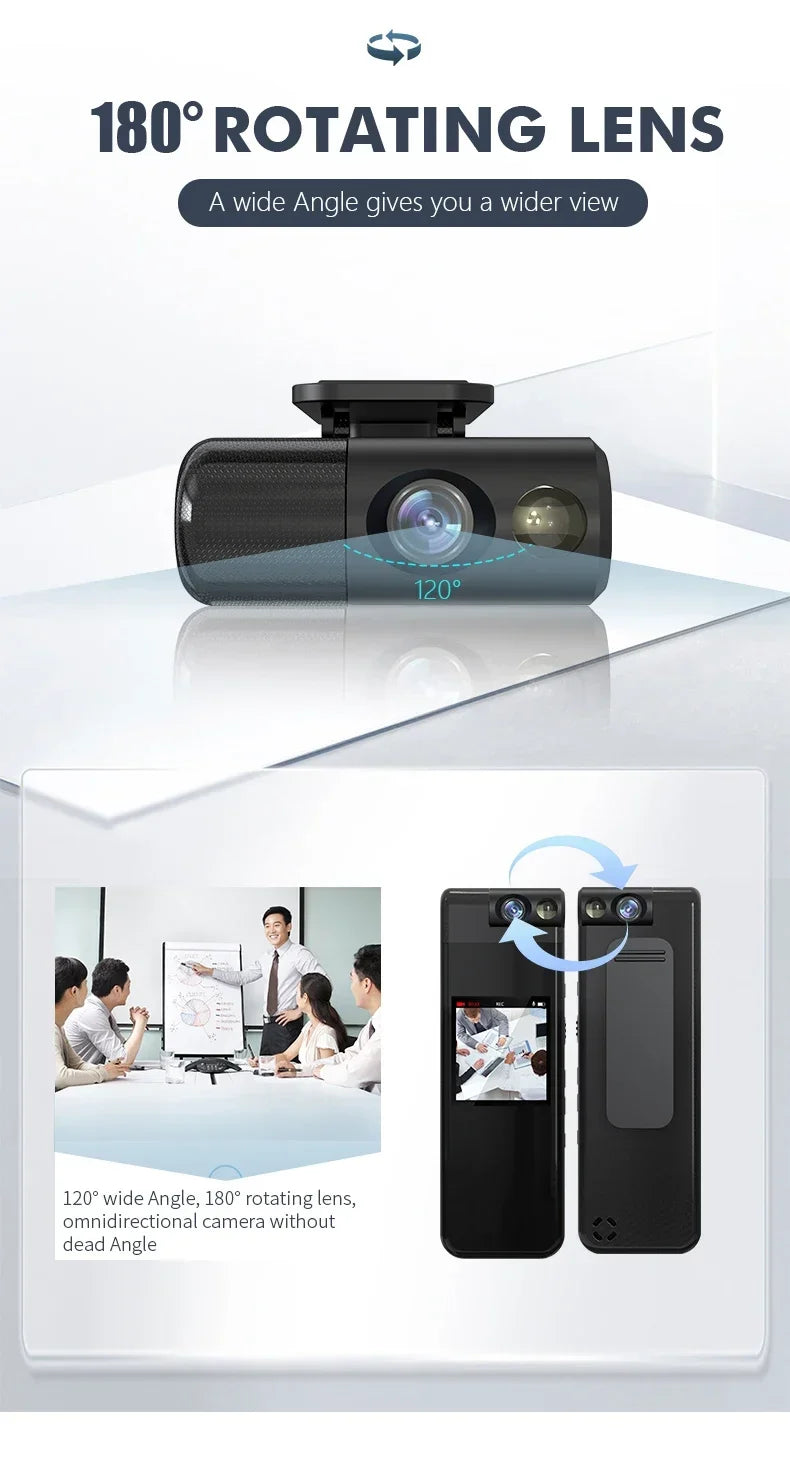 Mini Camera 1080P 2K HD Body Cam Portable Small Digital Video Recorder Police Night Vision Miniature Camcorder 1.3 Inch Bodycam