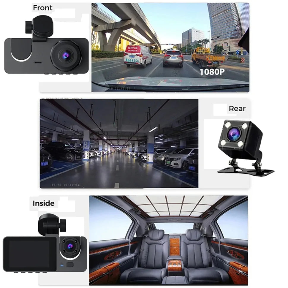 Dash Cam for Cars Camera Full HD 1080P Video Recorder Dashcam DVR Black Box Dual Lens DVR with Rear View Camera for Vehicle