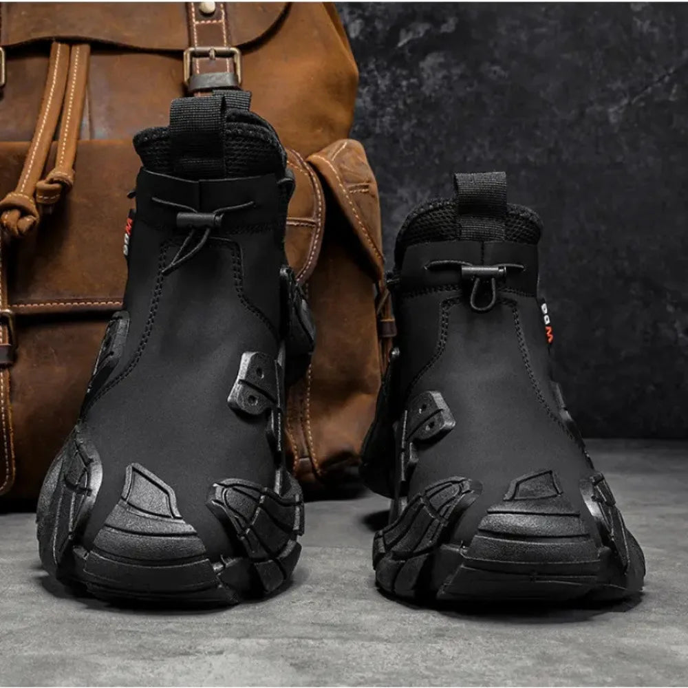 2025 New Men's High - top Shoes for Autumn - Anti - slip Waterproof  Side - zipper Work Shoes for Construction Site