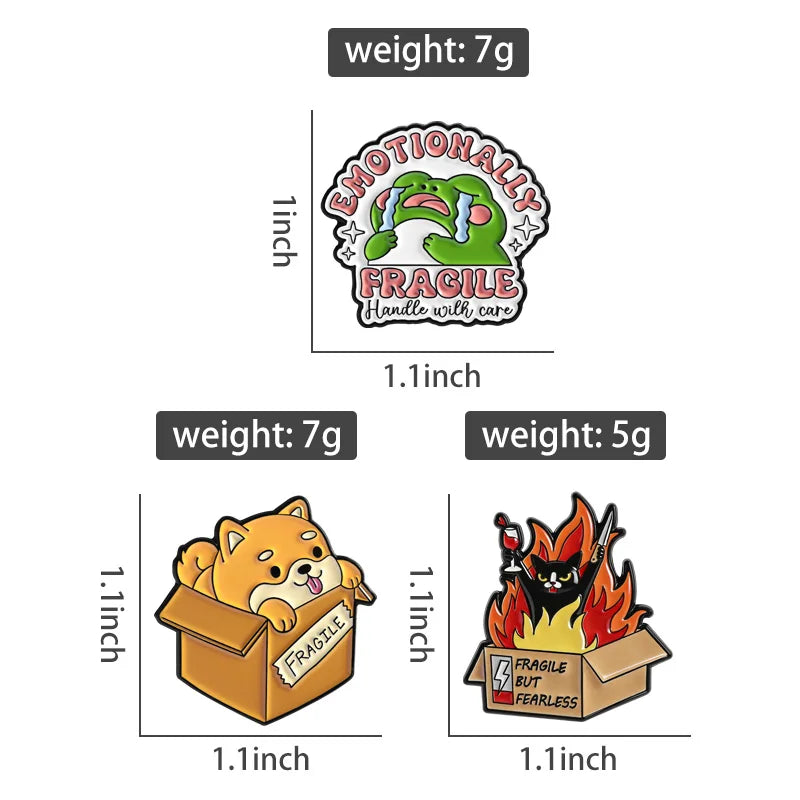 3-7pcs/sets Cartoon Anime Middle Finger Rude Cat Enamel Pins Low Battery Daisy Flower Brooches Backpack Lapel Badge Jewelry Gift