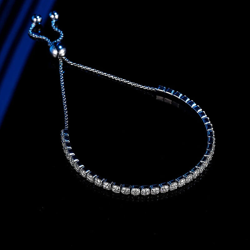 TBCYD 3mm 3.5cttw Moissanite Adjustable Bracelet For Women 925 Sterling Silver Hand Chain Valentine's Day Gift Luxury Jewelry