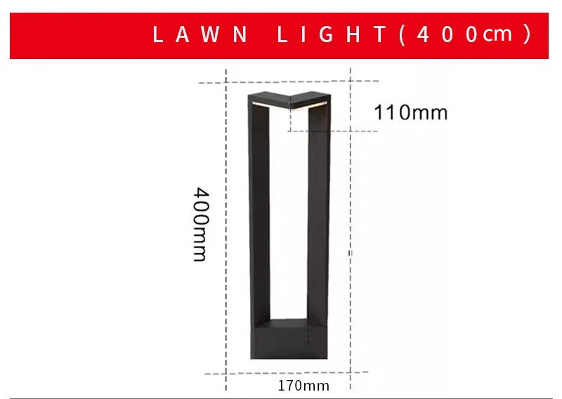 LED 12W Outdoor Landscape Path Lights Black IP65 Waterproof Lawn Post Light Fixture for Lawn Patio Courtyard Driveway Decoration