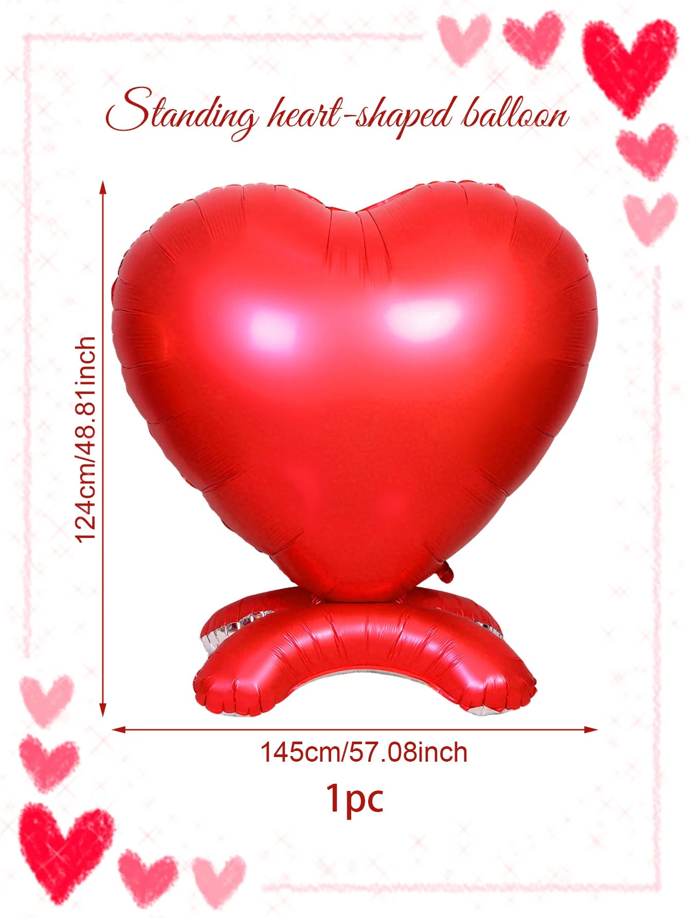 1pc giant heart-shaped standing balloon for Valentine's Day, birthdays, bridal showers, party decorations, weddings