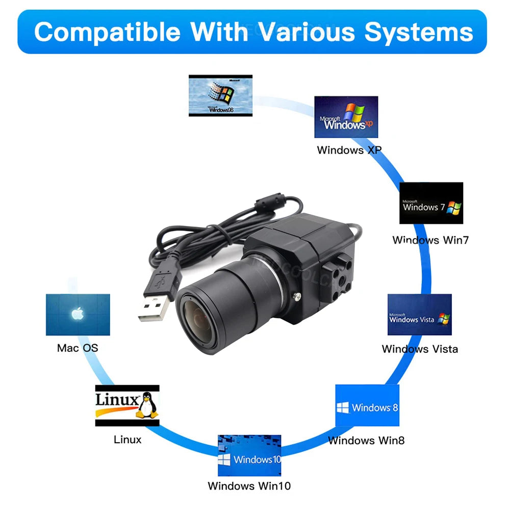 Full HD 4K 8MP 30fps USB Mini Metal Box Webcam UVC OTG PC 2K 4MP 5-50mm Varifocal Lens Usb Video Camera For Live Teaching