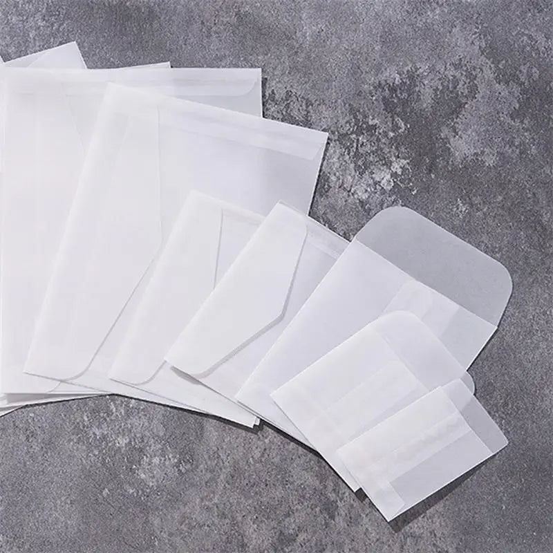 50Pcs/Pack Simple Semi-Transparent Vellum Paper Envelopes Matte Frosted for Postcards Greeting Cards Wedding Invitations