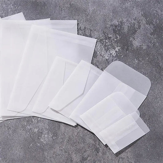 50Pcs/Pack Simple Semi-Transparent Vellum Paper Envelopes Matte Frosted for Postcards Greeting Cards Wedding Invitations