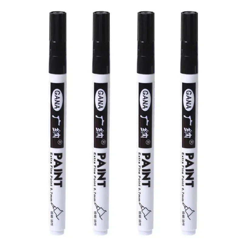 4pcs Oil Based White Black Permanent Paint Markers Pens 0.7mm Extra Fine Waterproof, for Rock Painting, Wood, Metal, Canvas