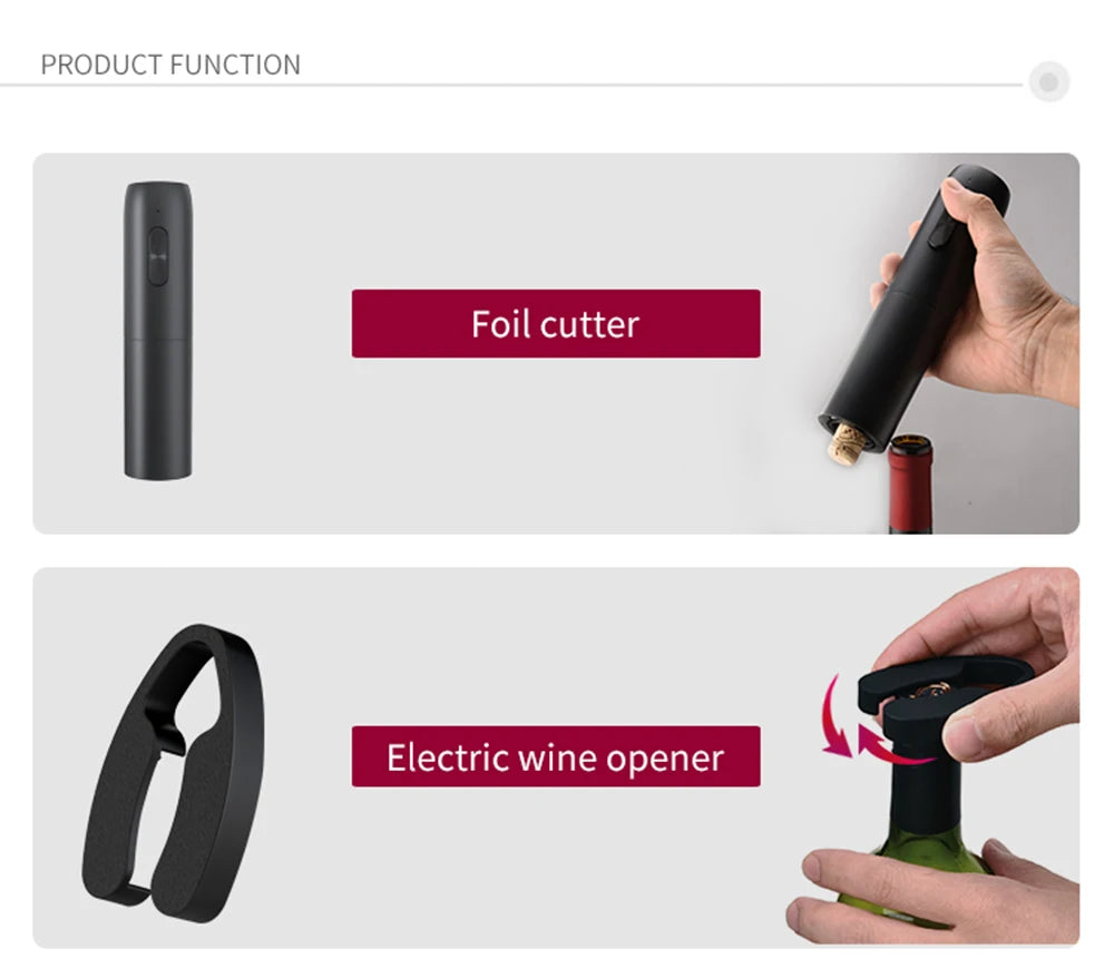Electric Wine Opener USB Rechargeable Automatic Large Battery Powered Effortless Bottle Opener For Kitchen BarTools Party Gift