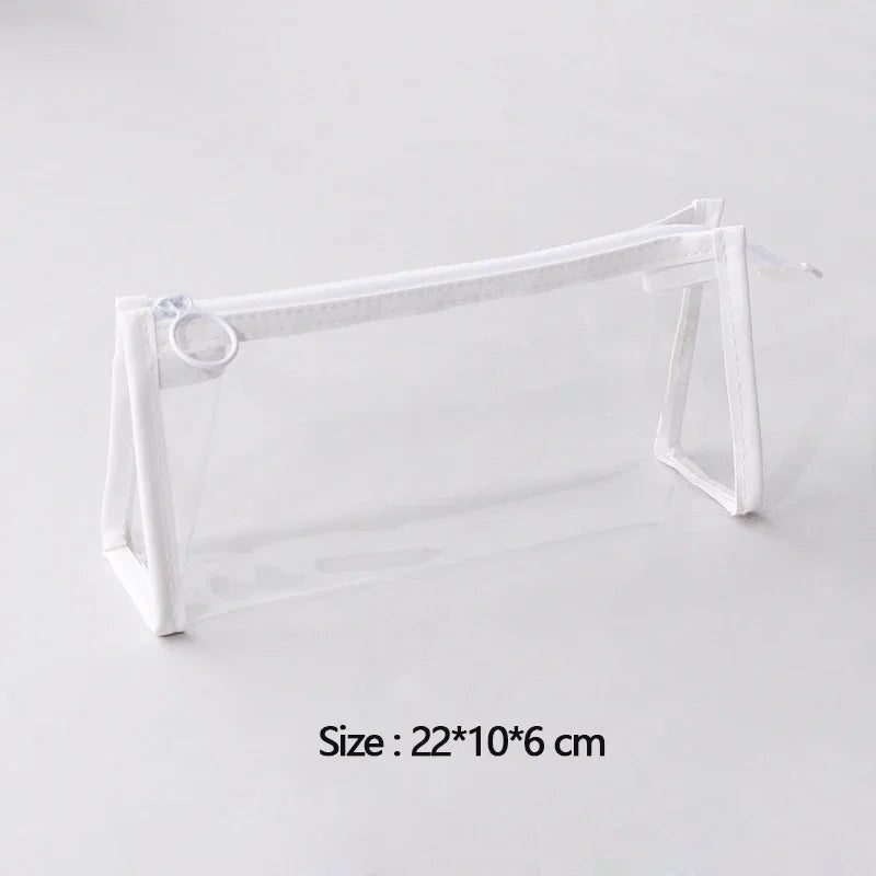 Transparent Pencil Case Large Capacity Simple Pen Bag Kawaii Cosmetic Bag School Study Stationery Office Supplies