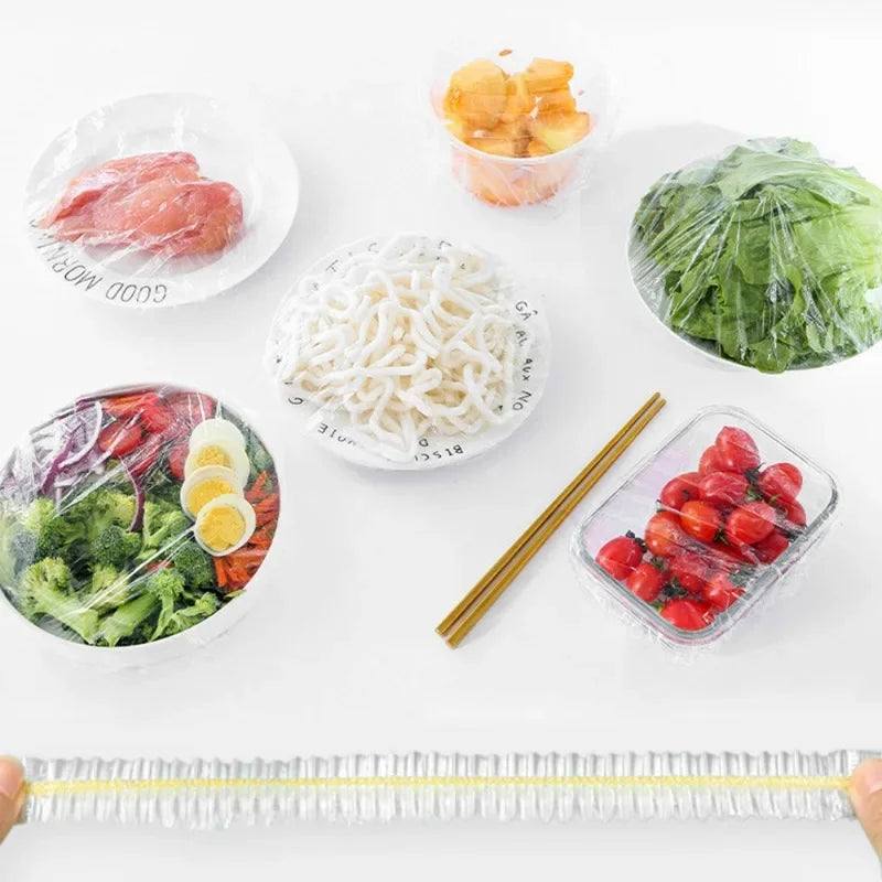 Colorful Disposable Food Cover Elastic Wrap Food Covers Fresh-keeping Lid Plate Kitchen Nylon Colorful Storage Bags