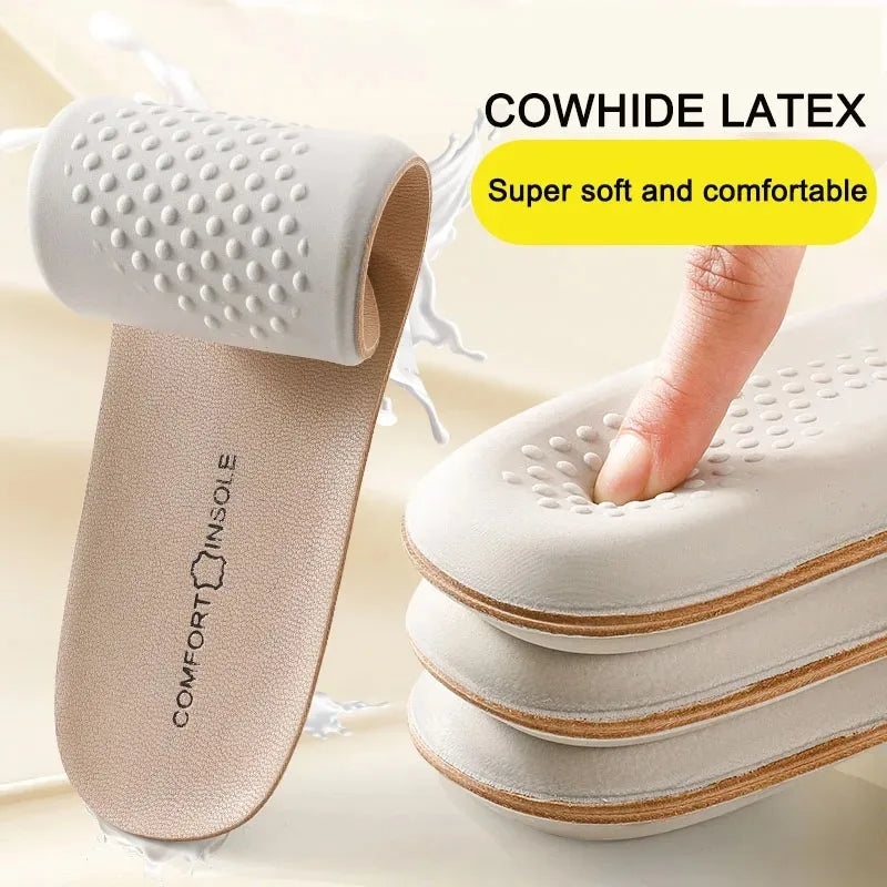 Leather Latex Sports Insole Cowhide Arch Support Shoe Pads Shock Absorbing Plantar Fasciitis Inserts for Shoes