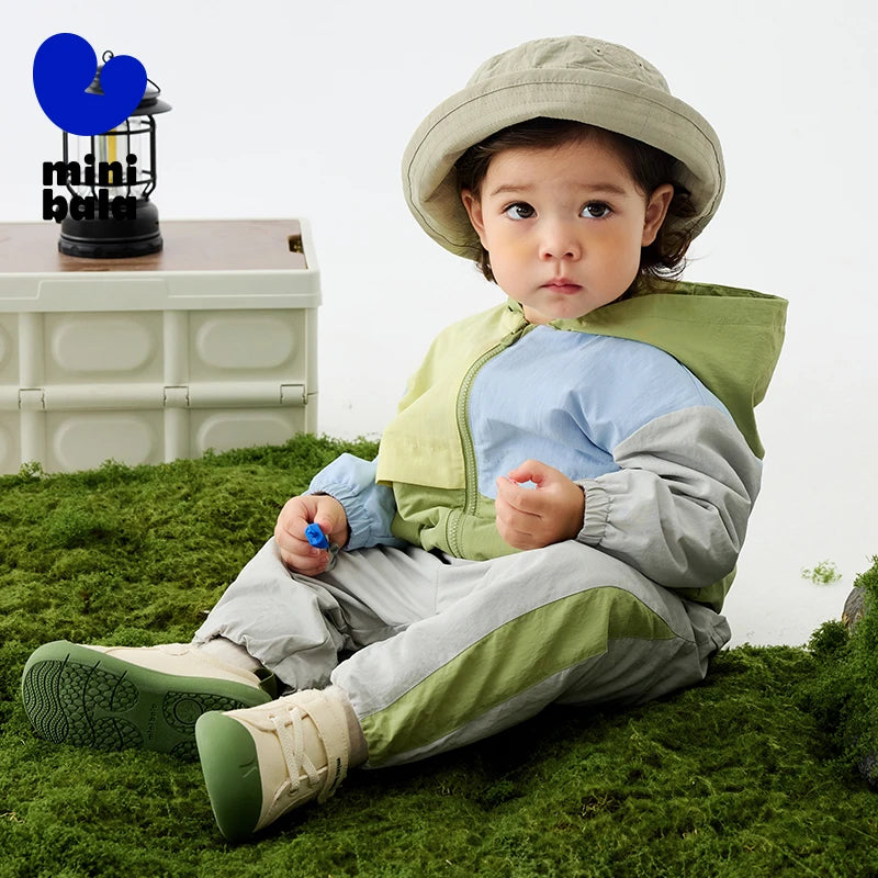 Mini Bala Unisex Kids Outdoor Long Sleeve Set 2025 New Full Comfortable Hooded Top-and-Long Trousers