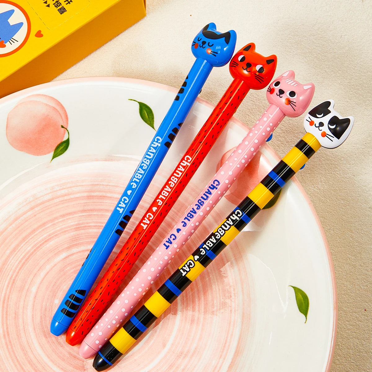 4-Piece Animal Dog-Themed Gel Pen, 0.5mm Fine Tip, Black Ink, Fun Tongue-Over Design.
