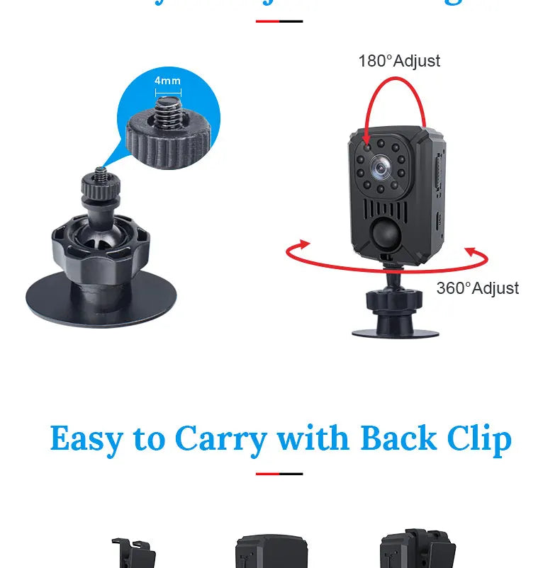Video Body Camera Smart Camera HD 1080P Recorder Motion Activated Small For Car Nanny Cam