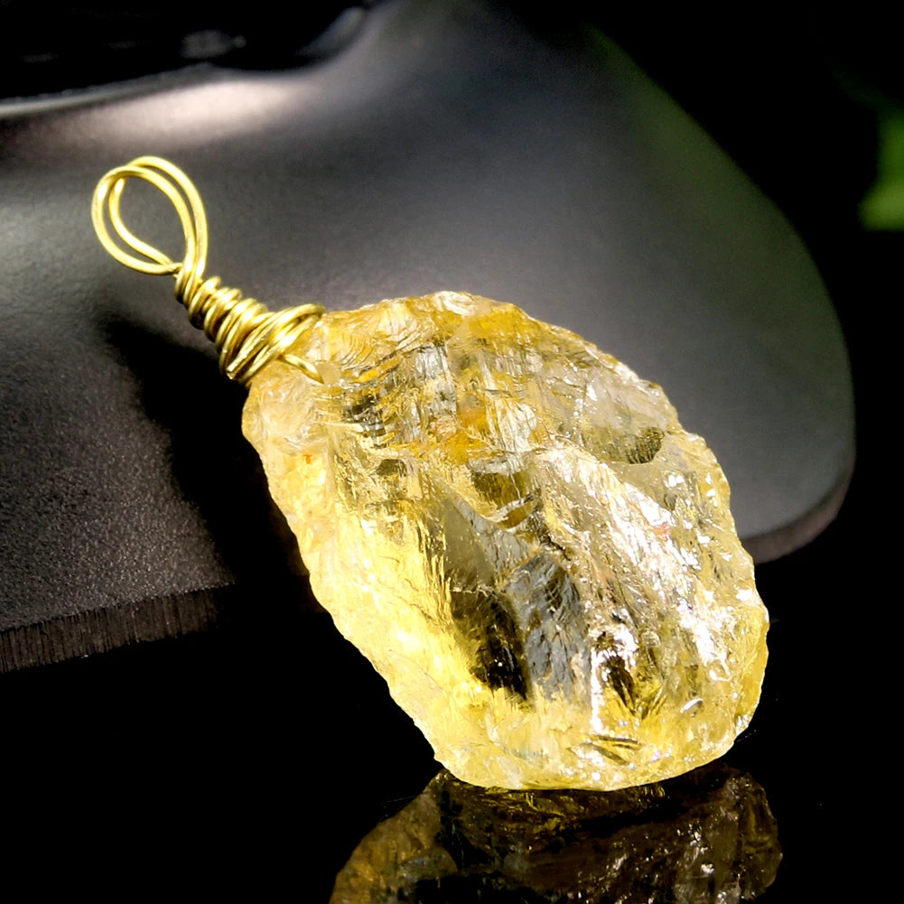Irregular Real Citrine Crystal Quartz Drusy Raw Ore Metal Trim Necklace Pendant Energy Reiki Yoga Chakra Healing Charms Jewelry