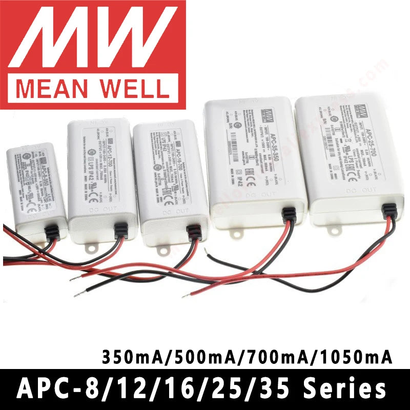 Mean Well APC-8/12/16/25/35-250/350/500/700/1050mA Meanwell Indoor LED lighting SMPS LED Constant Current Switching Power Supply