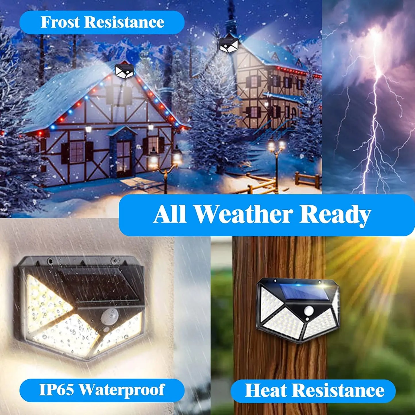 100 LED Outdoor Solar Lamp Outdoor Garden Decoration Solar LED Light Waterproof Sunlight Powered Spotlight with Motion Sensor