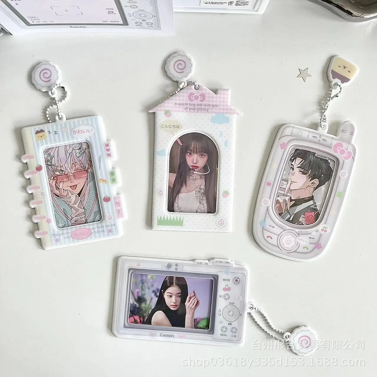 Cartoon Photocard Holder Camera Mobile Phone Shaped Idol Photocard Binder 3Inch Photo Storage Case Protection Cover Keychain