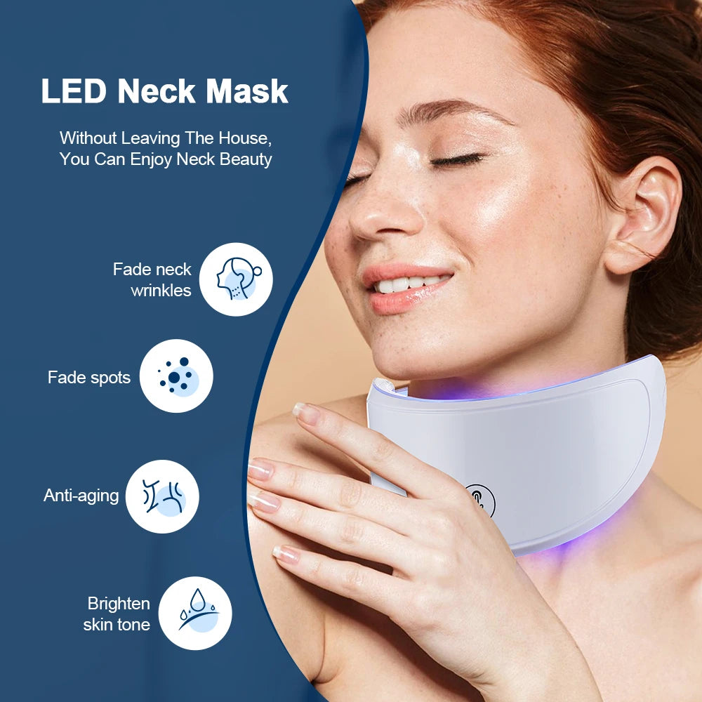Neck LED Lift Mask Photon Anti-Wrinkle Skin Tightening Neck Beauty Device Skin Brighten Rejuvenation Neck Wrinkle Remover