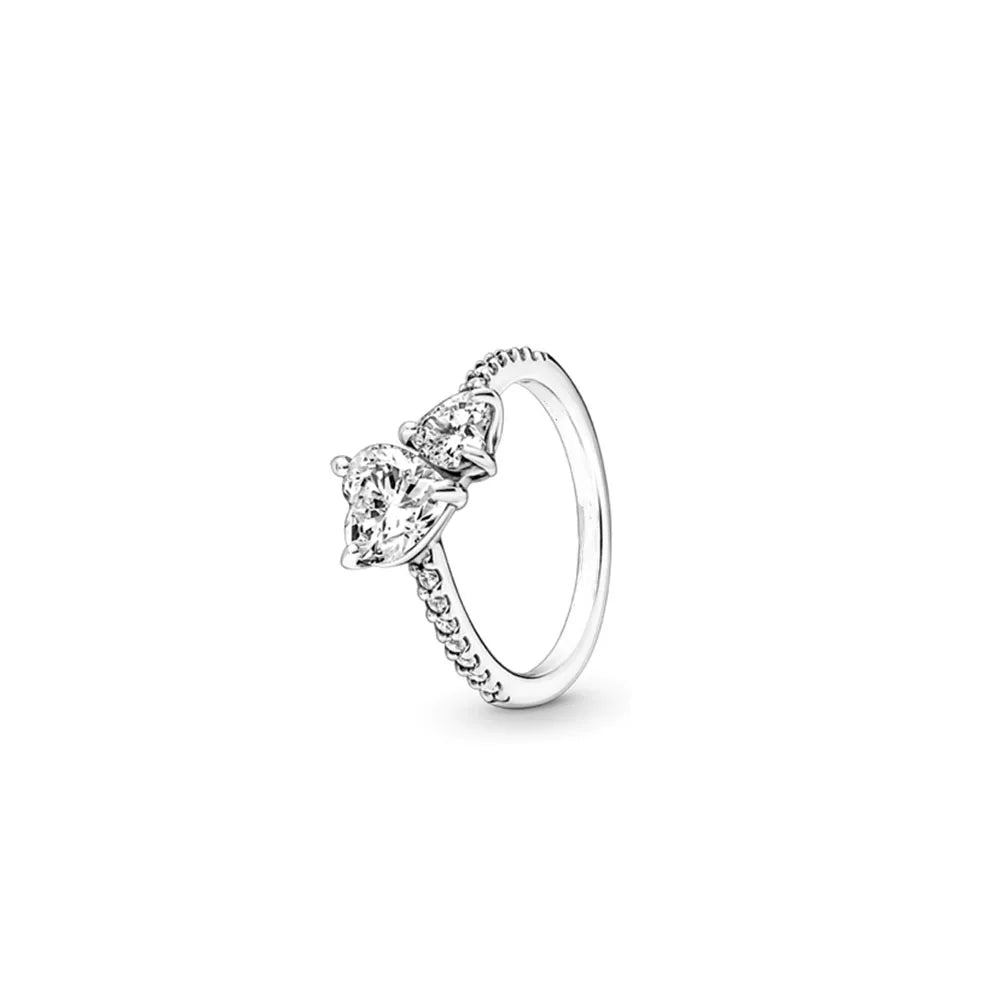 Hot Sale 925 Sterling Silver Red Pink Blue Green Heart Stone Snowflake Daisy Ring Trinkets Rings Wedding Fashion  Jewelry Women