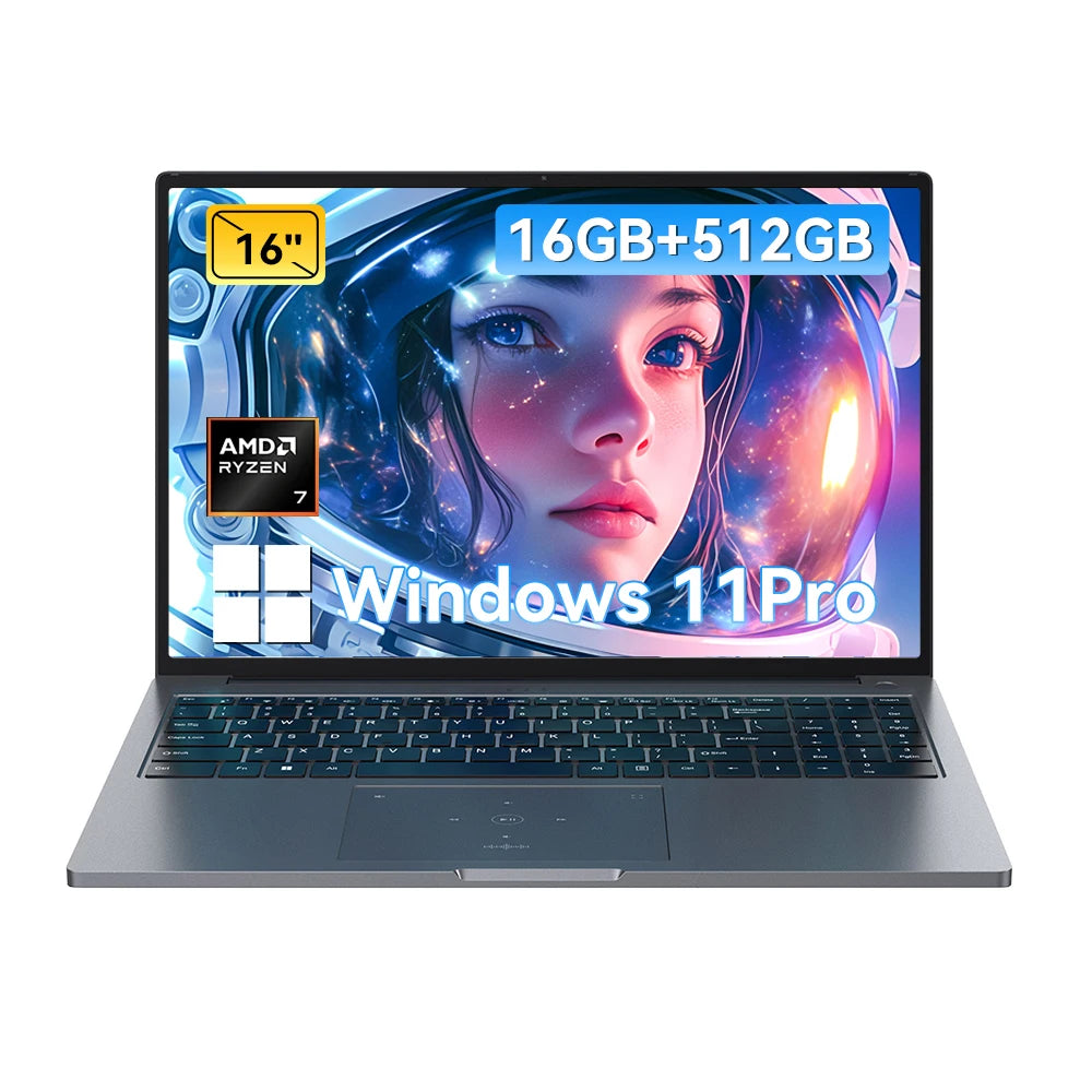 BLACKVIEW ‎GamiBook 8 AMD R7 7735HS 16" 16GB DDR5 512GB SSD 5000MAH Laptop  Windows 11 Pro 1920*1200  Backlit Keyboard 120Hz
