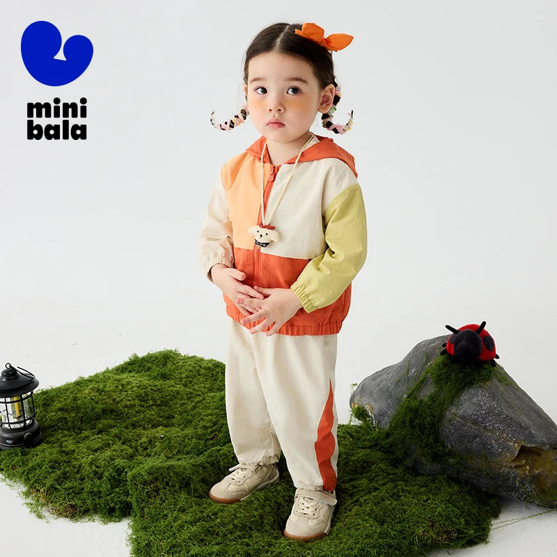 Mini Bala Unisex Kids Outdoor Long Sleeve Set 2025 New Full Comfortable Hooded Top-and-Long Trousers